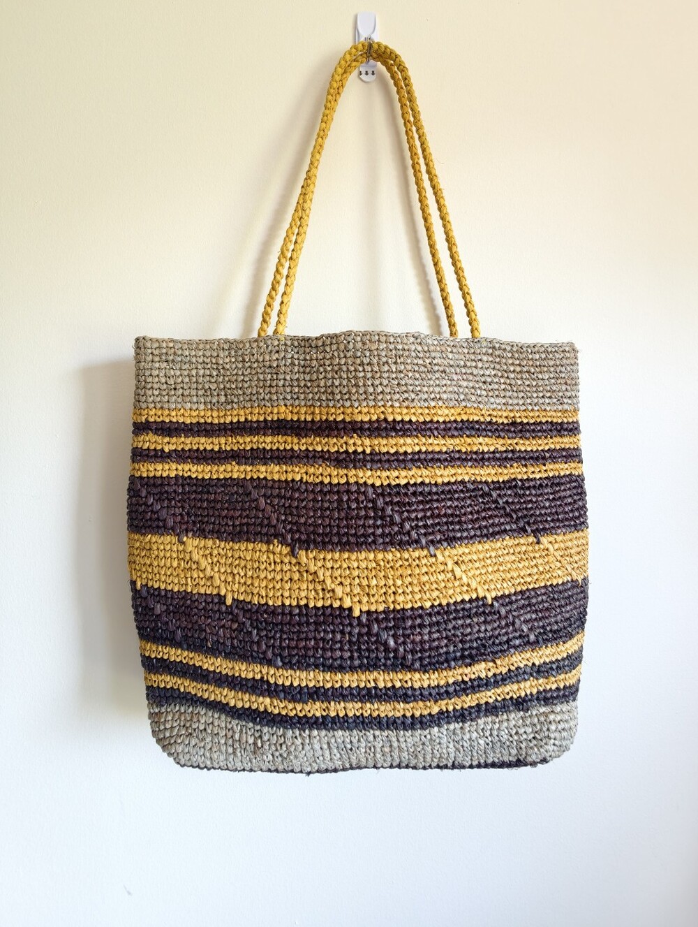 Handmade Crochet Raffia Bag Summer Beach Tote Handwoven Natual Straw Bag